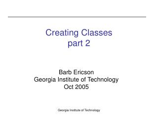 Creating Classes part 2