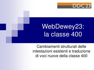 WebDewey23: la classe 400