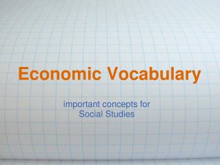 Economic Vocabulary