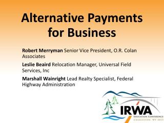 Alternative Payments for Business