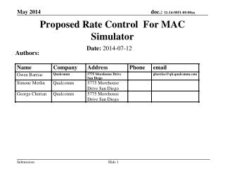 Proposed Rate Control For MAC Simulator