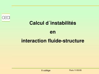 Calcul d´instabilités en interaction fluide-structure