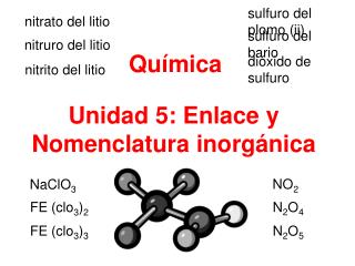 Unidad 5: Enlace y Nomenclatura inorgánica