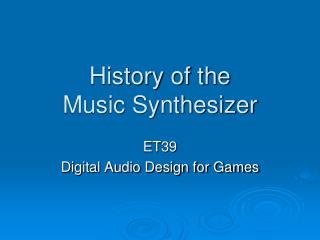 History of the Music Synthesizer