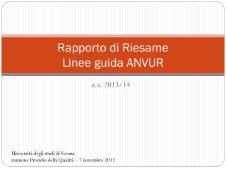 Rapporto di Riesame Linee guida ANVUR