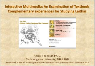 Interactive Multimedia: An Examination of Textbook Complementary experiences for Studying Laithai