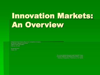 Innovation Markets: An Overview