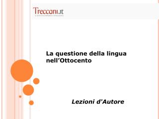 La questione della lingua nell’Ottocento Lezioni d'Autore