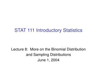 STAT 111 Introductory Statistics