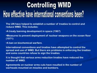 Controlling WMD