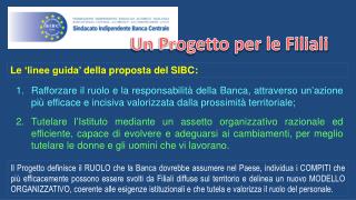 Le ‘linee guida’ della proposta del SIBC: