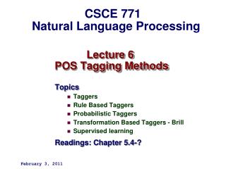 Lecture 6 POS Tagging Methods