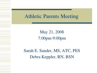 Athletic Parents Meeting