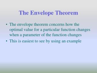 The Envelope Theorem