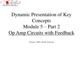 Dynamic Presentation of Key Concepts Module 5 – Part 2 Op Amp Circuits with Feedback