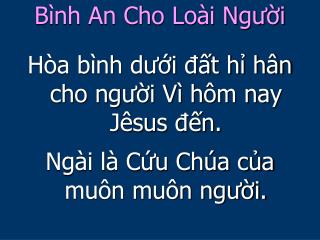 Bình An Cho Loài Người