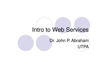 Intro to Web Services