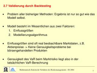 2.7 Validierung durch Backtesting