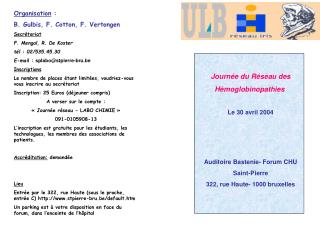 Journée du Réseau des Hémoglobinopathies Le 30 avril 2004