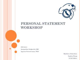 PERSONAL STATEMENT WORKSHOP