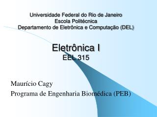 Maurício Cagy Programa de Engenharia Biomédica (PEB)