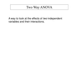 Two Way ANOVA
