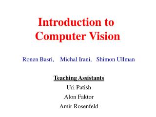 Introduction to Computer Vision