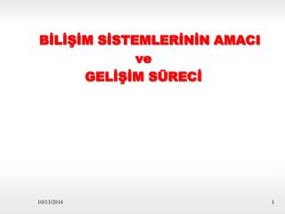 BİLİŞİM SİSTEMLERİNİN AMACI ve GELİŞİM SÜRECİ