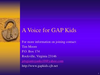 A Voice for GAP Kids