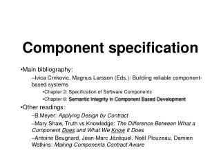 Component specification