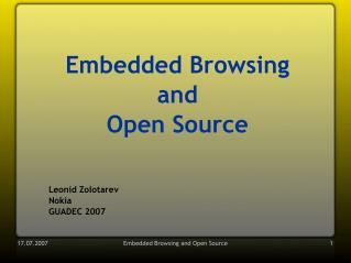 Embedded Browsing and Open Source