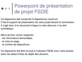 Powerpoint de présentation de projet FSDIE