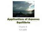 Applications of Aqueous Equilibria
