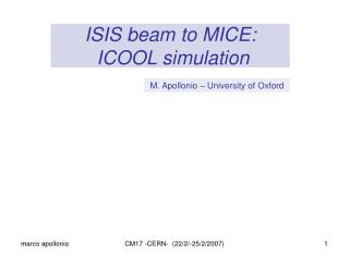 ISIS beam to MICE: ICOOL simulation
