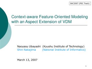 Context-aware Feature-Oriented Modeling with an Aspect Extension of VDM