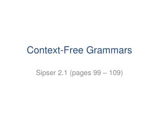 Context-Free Grammars