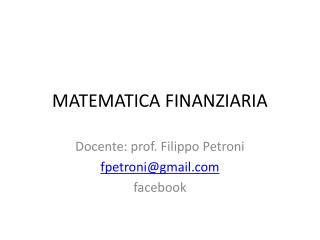 MATEMATICA FINANZIARIA