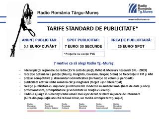 TARIFE STANDARD DE PUBLICITATE*