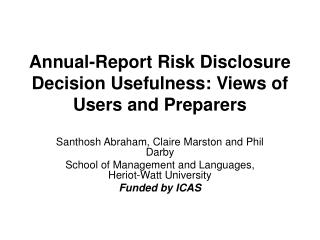 Annual-Report Risk Disclosure Decision Usefulness: Views of Users and Preparers