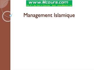 Management Islamique