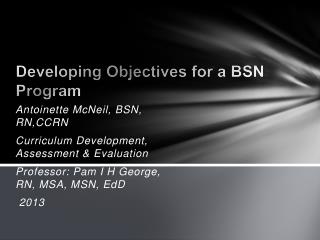 Developing Objectives for a BSN Program