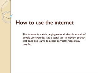 How to use the internet