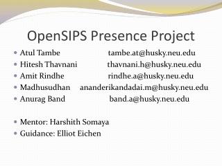 OpenSIPS Presence Project