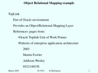 Object Relational Mapping example