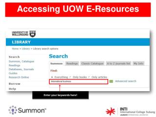 Accessing UOW E-Resources
