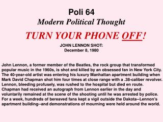 Poli 64 Modern Political Thought