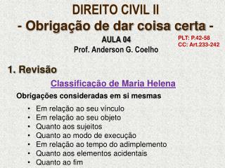 DIREITO CIVIL II - Obrigação de dar coisa certa -