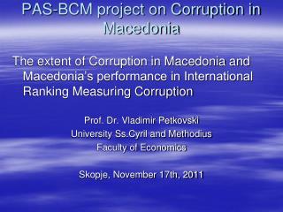 PAS-BCM project on Corruption in Macedonia