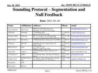 Sounding Protocol – Segmentation and Null F eedback