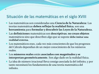 . Situación de las matemáticas en el siglo XVIII